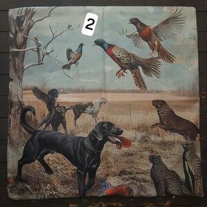 Amazing And Colorful Throw Pillow Depicting Hunting Dogs And Game Birds